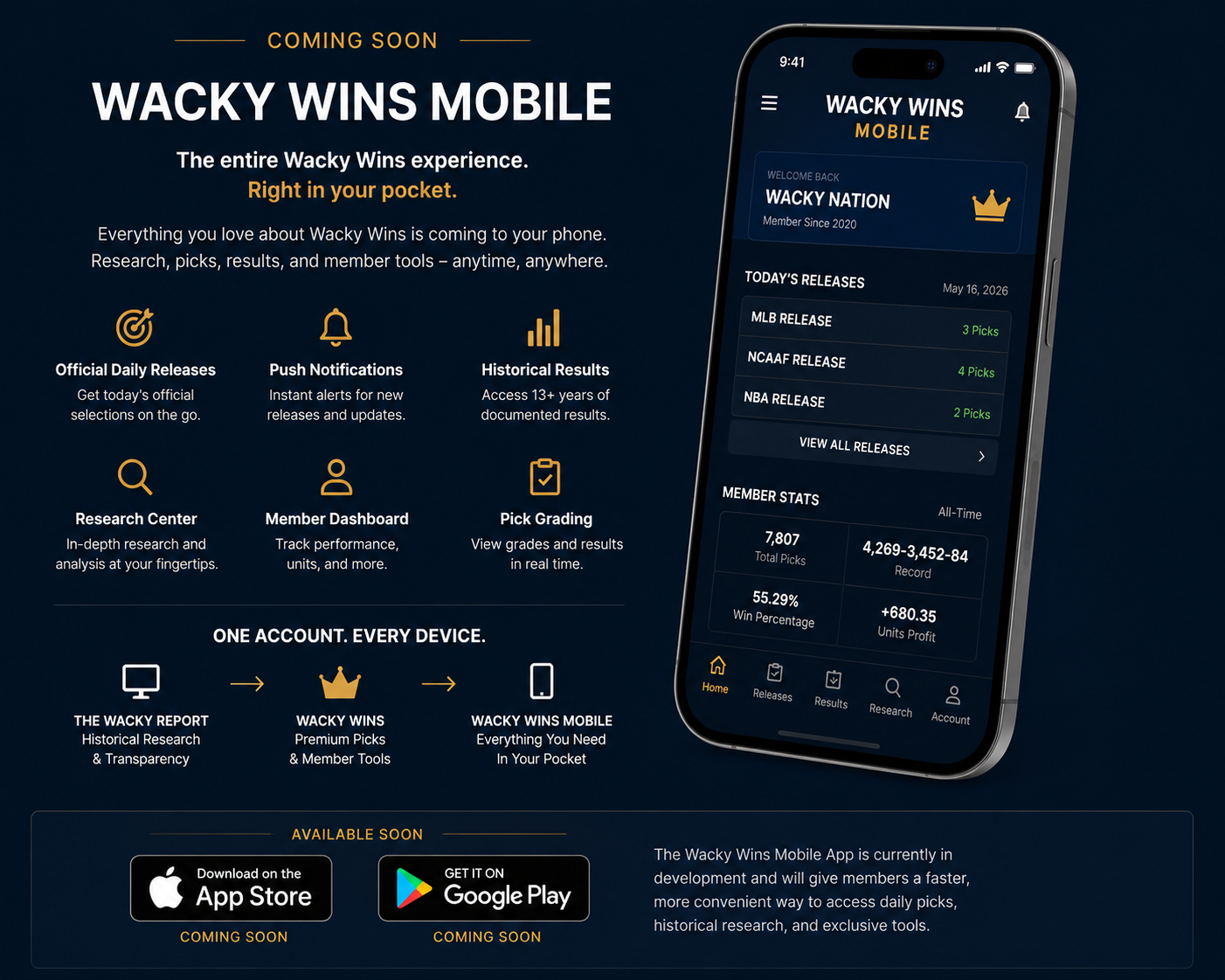 Preview of the upcoming Wacky Wins mobile app